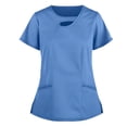 thumbnail image 1 of Snoarin Blouse d'Été Grande Taille pour Femmes Manches Courtes Col Rond Uniformes de Travail Couleur Unie avec Poches Blouse Uniformes de Travail pour Femmes en Liquidation, 1 of 3