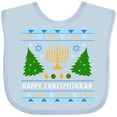 thumbnail image 3 of Inktastic Happy Chrismukkah Sweater Style with Menorah and Trees Boys or Girls Baby Bib, 3 of 4