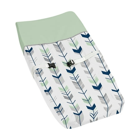 UPC: 0846480040859 | Mod Arrow Grey Navy Mint Changing Pad Cover by Sweet Jojo Designs