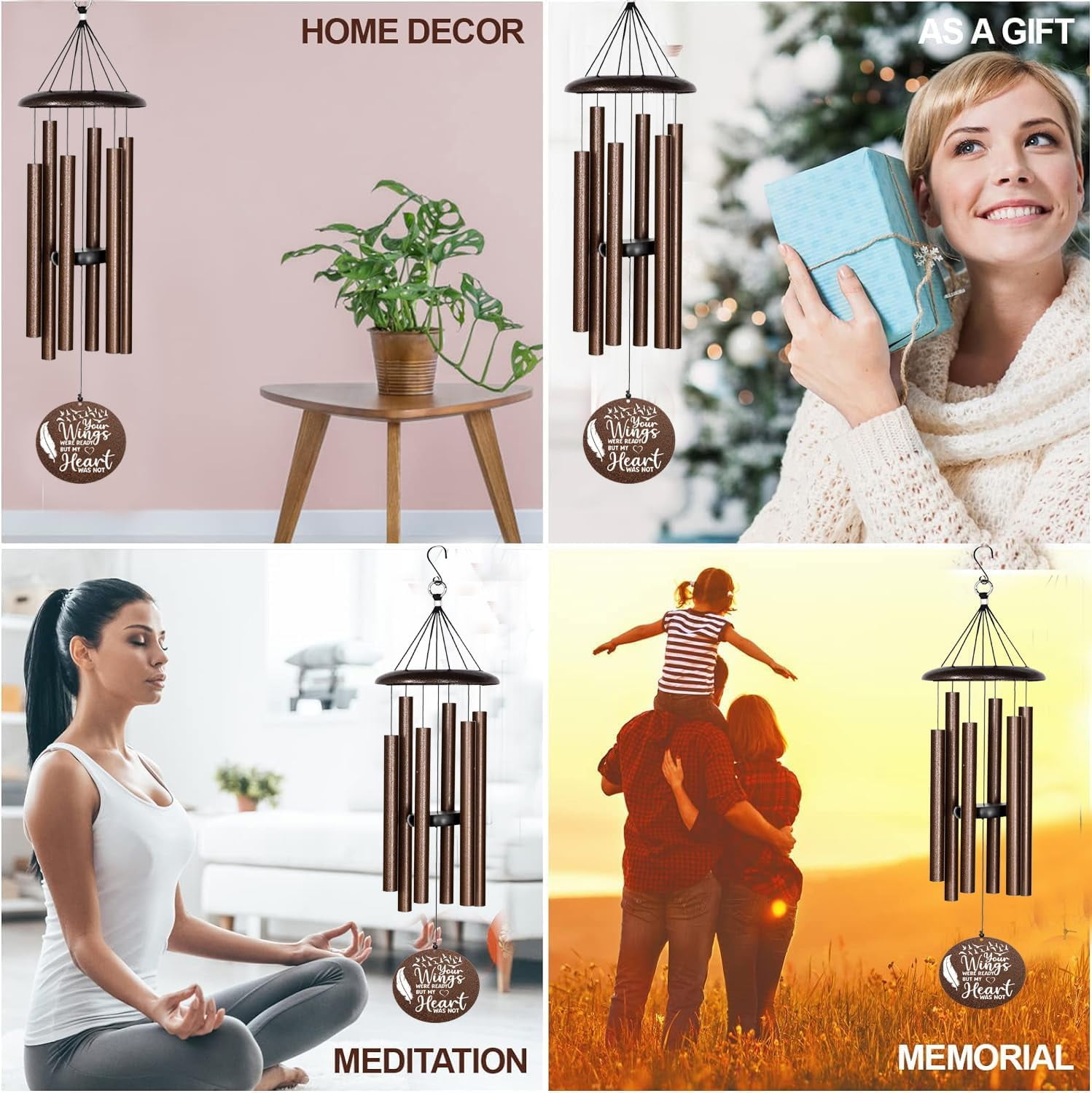 The Wind Chime CO Memorial Wind Chimes, 40" Inch Sympathy Wind Chimes Gift for The Loss of A Loved one, Home Decor Outdoor Garden, Soothing Melodic Tones