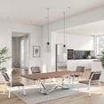 thumbnail image 6 of Ady Dining Table, 43x95 Walnut Top, Modern Chrome Steel Abstract Base, 6 of 6