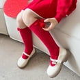 thumbnail image 3 of Calcetines hasta la rodilla para niños y niñas, calcetines sólidos, medias de princesa, cuidado del bebé a media pantorrilla (rojo, 2-3T), 3 of 5