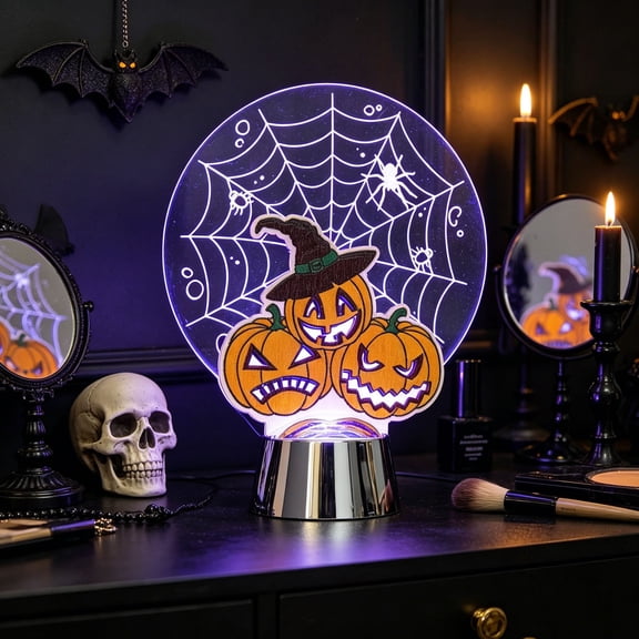 AZXY Halloween Lights, Halloween Lantern & Halloween Spider Decor, Mini Ghost Themed Acrylic Ornaments, Portable Indoor Decor, for Bedroom, Walkway, Front Door