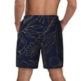 thumbnail image 2 of Lsque Mens Swim Trunks Copper-Gold Gloss Outline Flower Pattern - Bathing Suit Compression Liner - Beach Swim Shorts Swimwear - (S-3XL) - Stretch Quick Dry -Medium, 2 of 9