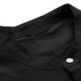 thumbnail image 6 of cllios Mens Cotton Linen Shirts Three Quarter Sleeve Henley Shirt 1/4 Button Up Plain Beach T-Shirt Summer Vacation Hippie T Shirts Clearance Black L, 6 of 9