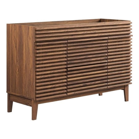 Modway Render 47" Plastic and Wood Bathroom Vanity Cabinet in Walnut