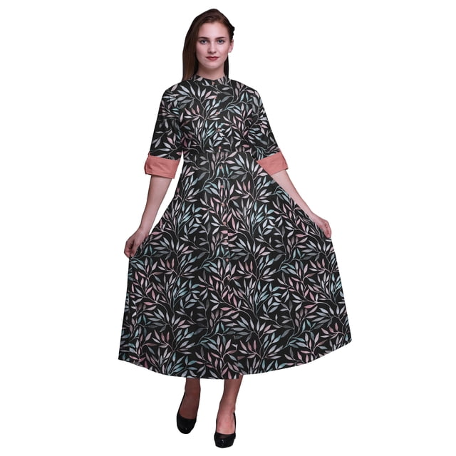 Bimba Robe Chemise à Imprimé Floral pour Femmes, Boutonnée, Coupe Trapèze, Cocktail, Fête - Moyen
