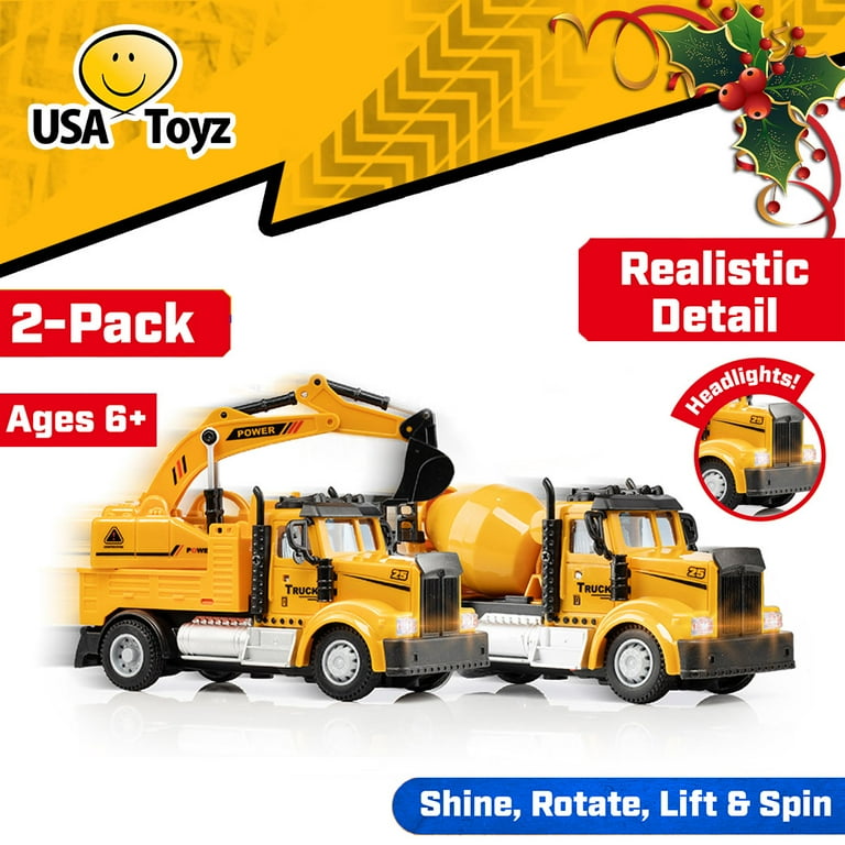 Force1 2pk Mini Construction RC Truck Scoop + Mix Construction