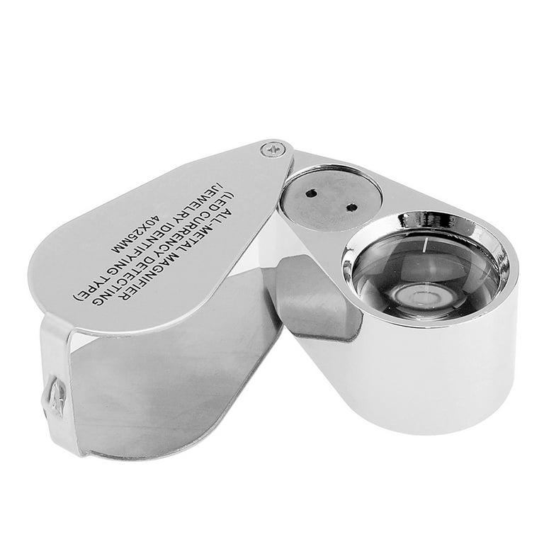 40X LED Illuminated Jeweler Loupe Wide Range Scope Eye Magnifying Glass  Good for Gardening Jewelry Antiques Coins Rocks Stamps Hobbies Watches and  Science(Include 3 LR1130 Batteries) 