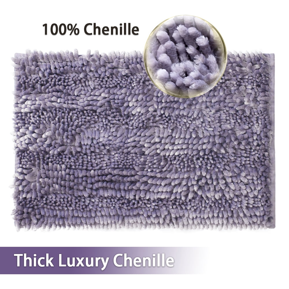 Civkor Bathroom Rugs,Chenille Bath Mat Set 2 Pieces Non Slip Backing,31x20 and 24x16Inch,Machine Wash,Quick Qry,Purple
