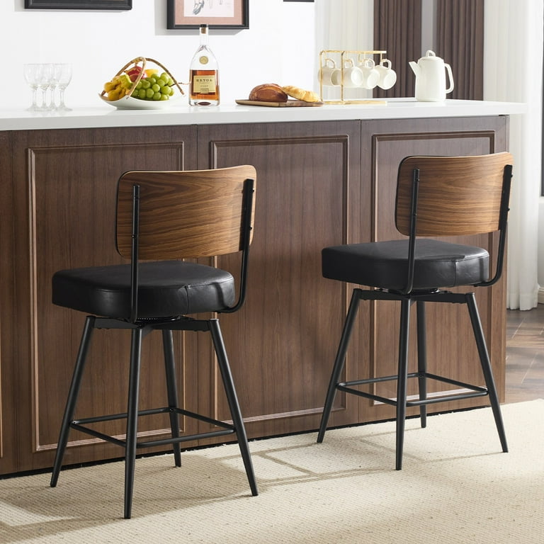 Zimtown Mid-Century Swivel Bar Stools Set Of 2, Brown photo 1