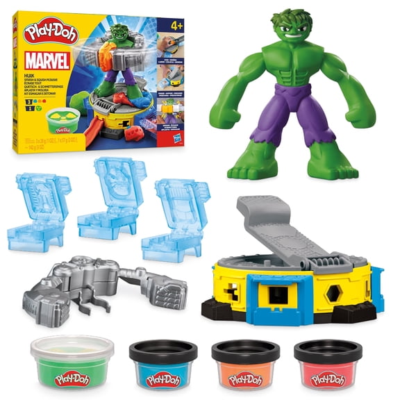 Play-Doh Marvel Hulk Smash & Squish Play Dough Playset with Hulk Action Figure, Ages 4