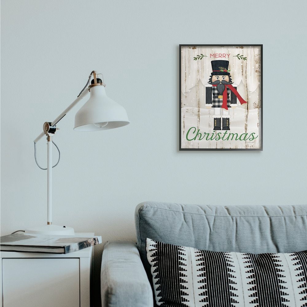 Stupell Indtries Merry Christmas Holiday Phrase Winter Nutcracker Designed by Jennifer Pugh
