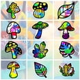 thumbnail image 1 of 24 piezas de atrapasoles de papel con efecto de vitrales de hojas y hongos para ventanas con papeles de colores para calcomanías de puertas interiores, 1 of 8