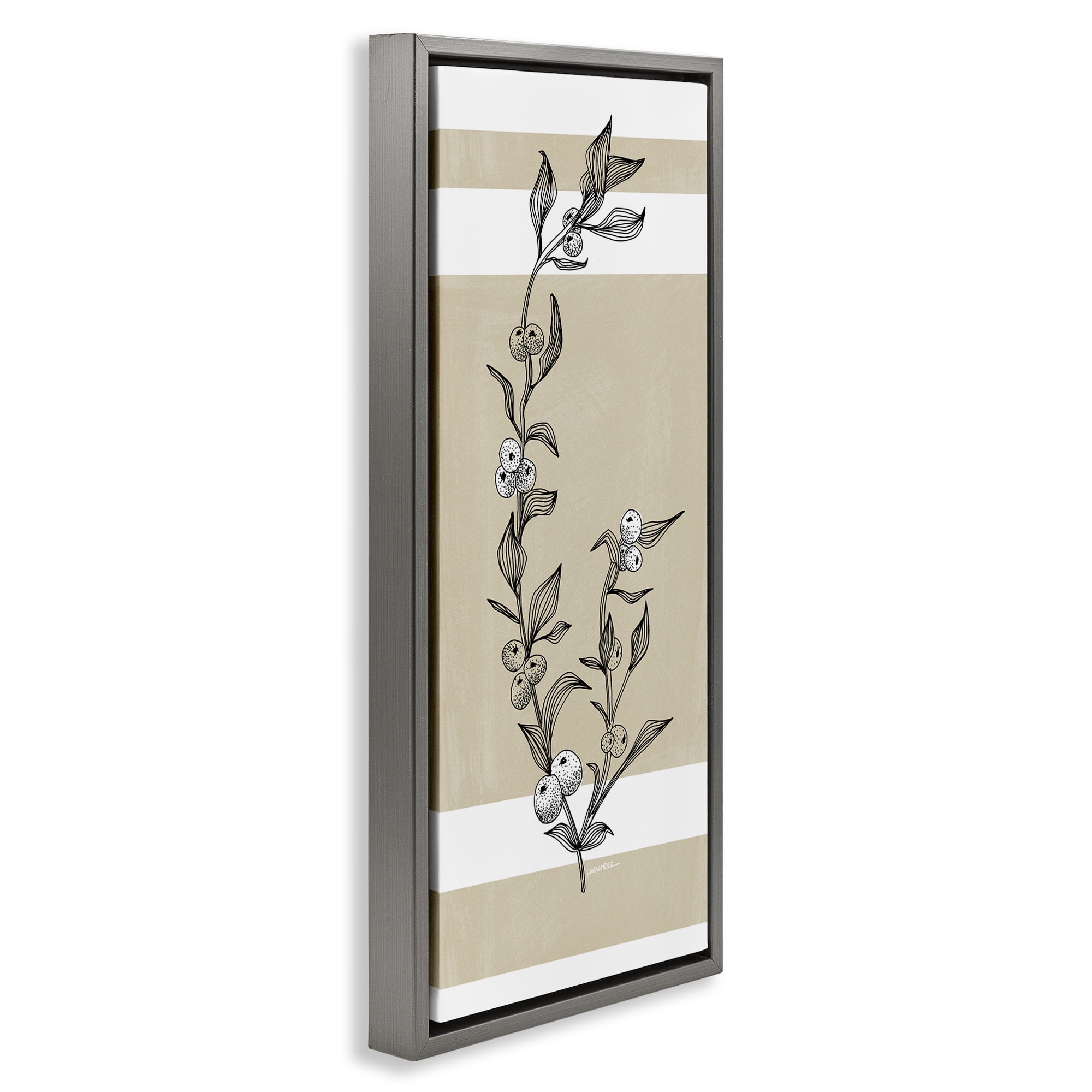 Stupell Industries Sweet Orange Branch Plants & Flowers Painting Gray Floater Framed Canvas Art Print Wall Art, 14 x 31
