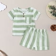 thumbnail image 2 of TOWED22 Baby Boy Summer Outfit Truck Embroidery Tops and Plaid Shorts Set Toddler Boy Spring Summer Clothes(Light Green,2-3 Y), 2 of 3