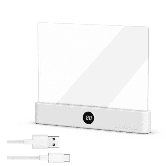 Smart Flat Book Light,Rechargeable LED Eye Protection Clear Full Page Light,LED Reading Book NightLight with 3 Colors & Timer,ReadingLights for Books in Bed(white)（M）