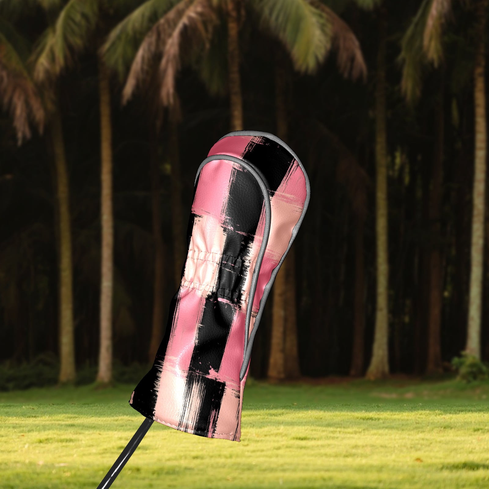 Golf Club Covers PU Leather Waterproof Head Covers for Fairway Woods Hybrids Gradient Grid