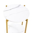 thumbnail image 4 of Yardi Yard 2-Tier Small Accent Table with with Faux Marble Tabletop, Round Metal Gold End Table for Sofa Side, 4 of 7