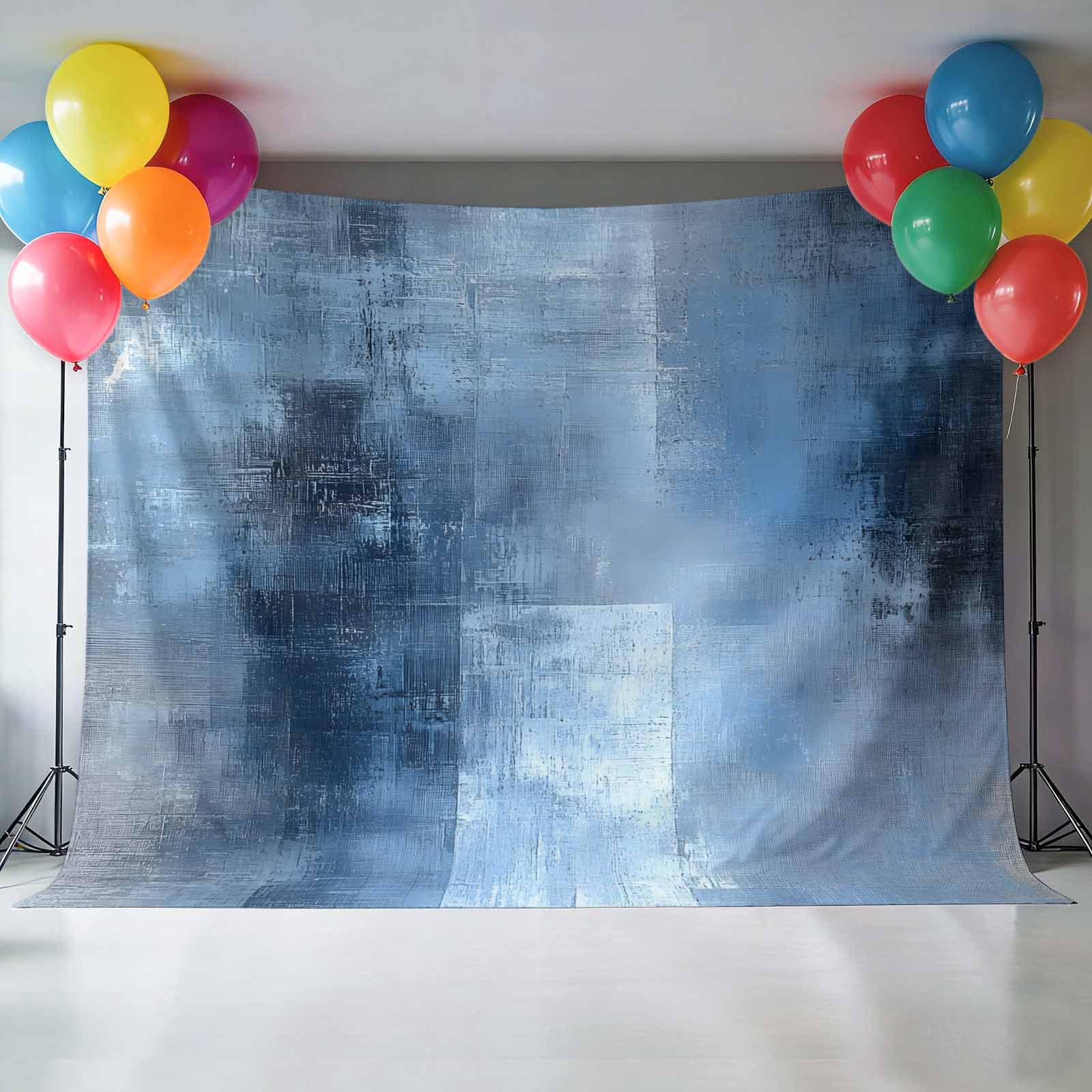 Blue Ombre Backdrop for Photography,Fabric Photo Background Backdrop,Modern Oil Painted Retro Abstract Art Photo Booth Background for Portrait Photoshoot Video Wedding Studio Decoration Banner 7x5ft