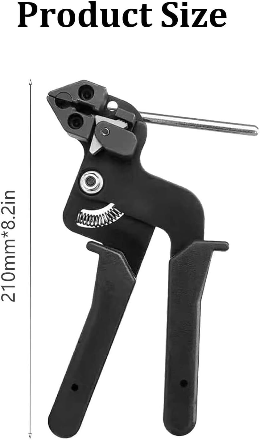 Stainless Steel Cable Tie Gun Kit, Stainless Steel Zip Ties Gun Kit with Auto Cut-off, Tensioning and Fastening Pliers (1 Set With 50pcs Zip Ties)