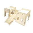 thumbnail image 4 of Castillo de madera para escondite de conejos, casa de madera ventilada para conejos, hábitats con escaleras tipo cueva para que pequeños animales, 4 of 9