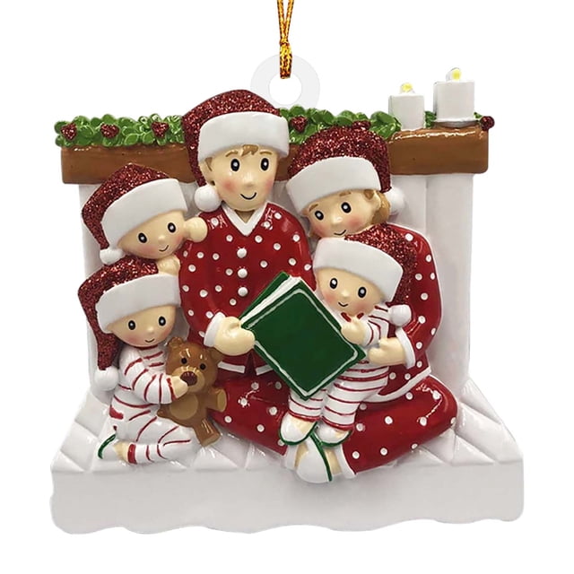Decoraciones de Árbol de Navidad Personalizado Familia Bebé Lectura Colgante Conmemorativo, Bucle de Metal para Bolso de Coche Sala de Estar Árbol Puerta Pared Corona Patio, Escribir Nombre Y Mensaje
