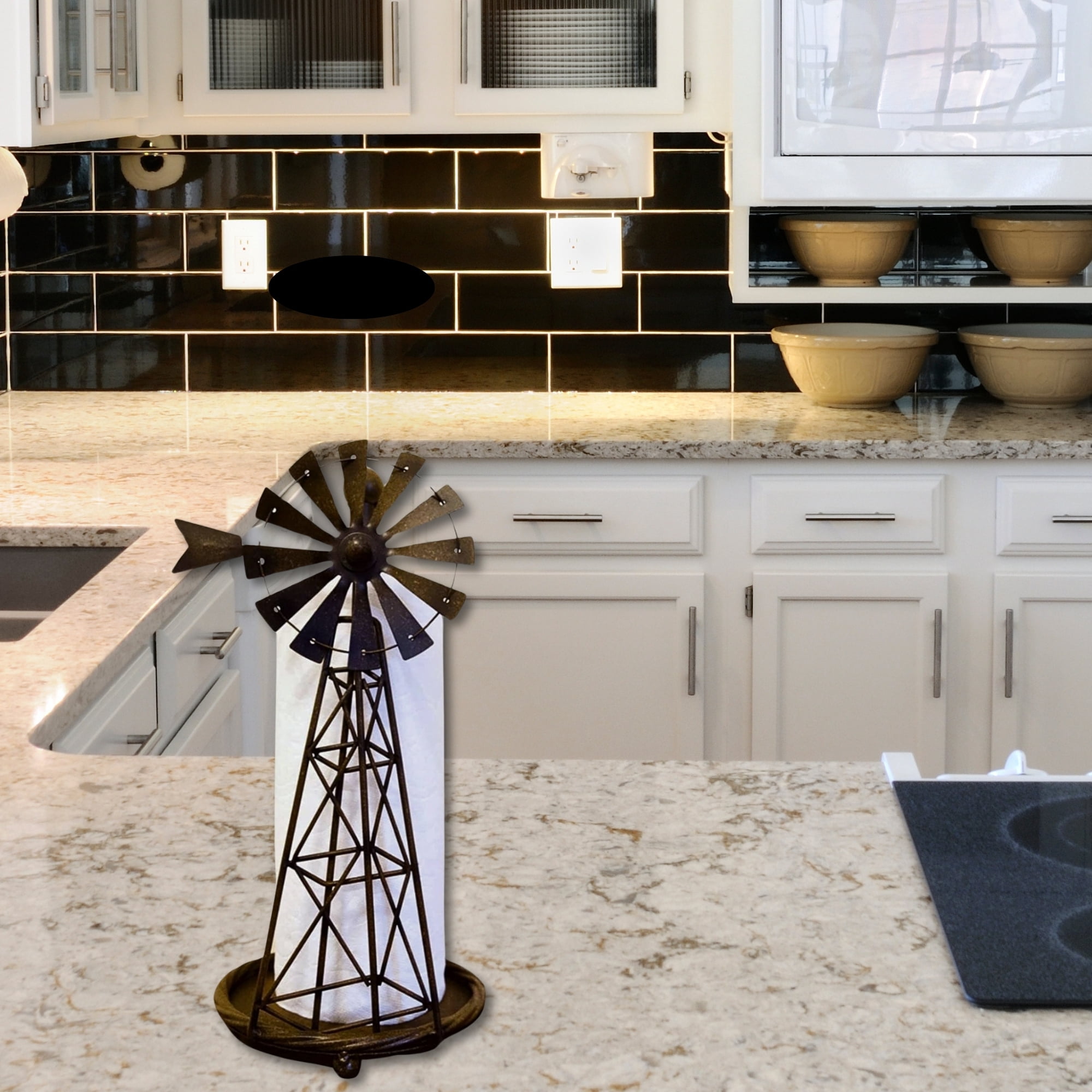 Windmill Metal Paper Towel Holder Freestanding Rustic Farmhouse Kitchen Dining