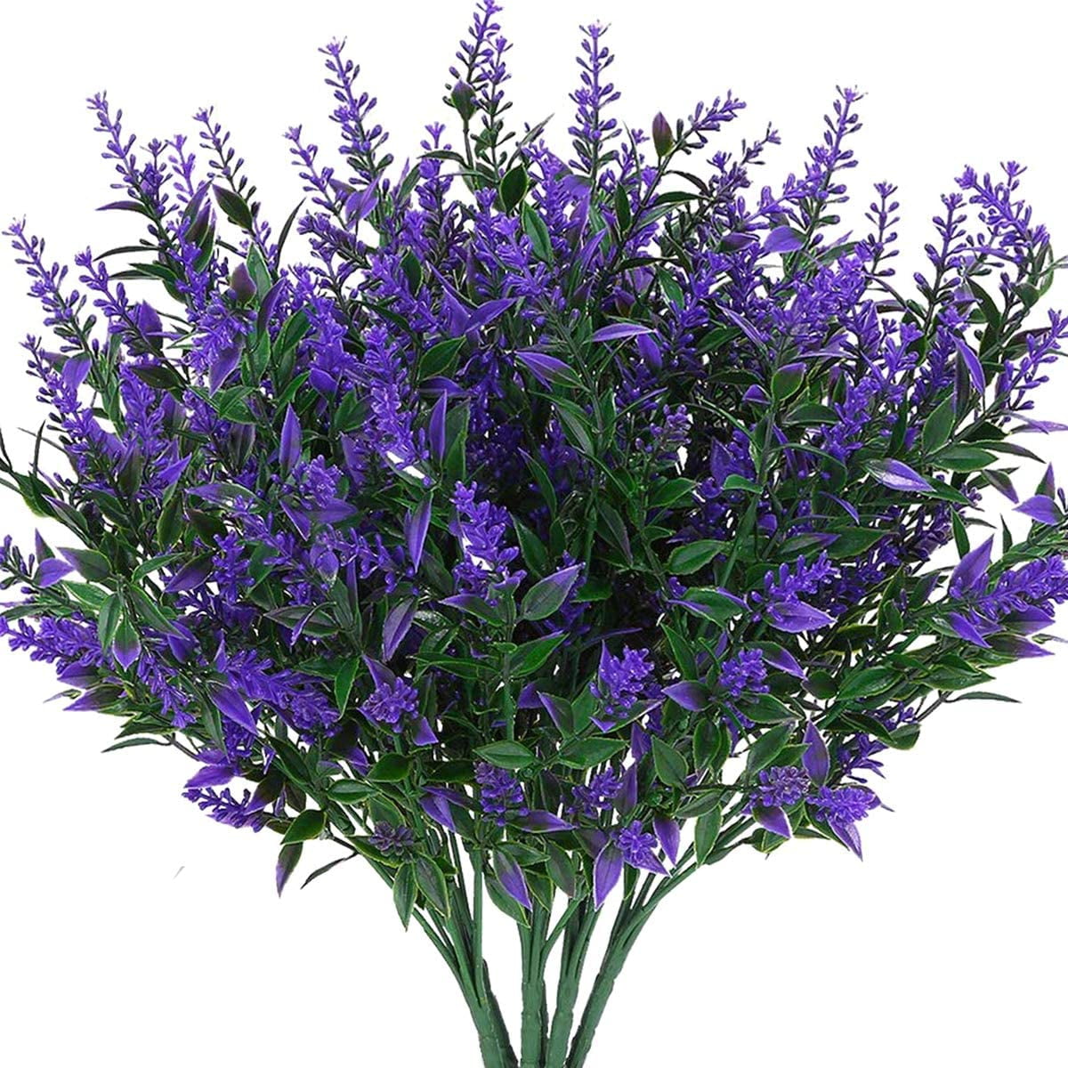 ZOELNIC Artificial Lavender Outdoor Plants 24Pcs UV Resistant Fake Flowers Purple Faux Lavender Plastic Greenery Stems Decor for Home Garden Front Porch Planters Decoration