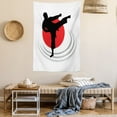 thumbnail image 2 of Kung Fu Tapestry, Karate Kicking Man Silhouette on Japanese Flag Inspired Backdrop, Wall Hanging for Bedroom Living Room Dorm Decor, 60W X 80L Inches, Black Vermilion Grey White, by Ambesonne, 2 of 5