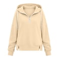 thumbnail image 4 of Cmfcve Women's Casual Half Zip Hoodies Long Sleeve Solid Color Pullover Hooded Sweatshirts with Pockets, 4 of 7