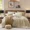 Beige, variant on Catami Prewashed fabric 7-piece Bed in a Bag Queen Comforter Set with Sheets,Dark green