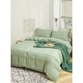 thumbnail image 2 of Move Over Sage Green Bedding Set Soft Washed Microfiber Mini Pom Poms Pattern Boho Duvet Cover Set King No Filling, 2 of 8