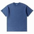 thumbnail image 2 of Zimjoy Blue Tees for Men Casual Mens Washed Cotton T Shirts Loose Fit Short Sleeve Oversized Tshirts for Men Crewneck Fashion Men's Fashion, Dark Blue L, 2 of 8