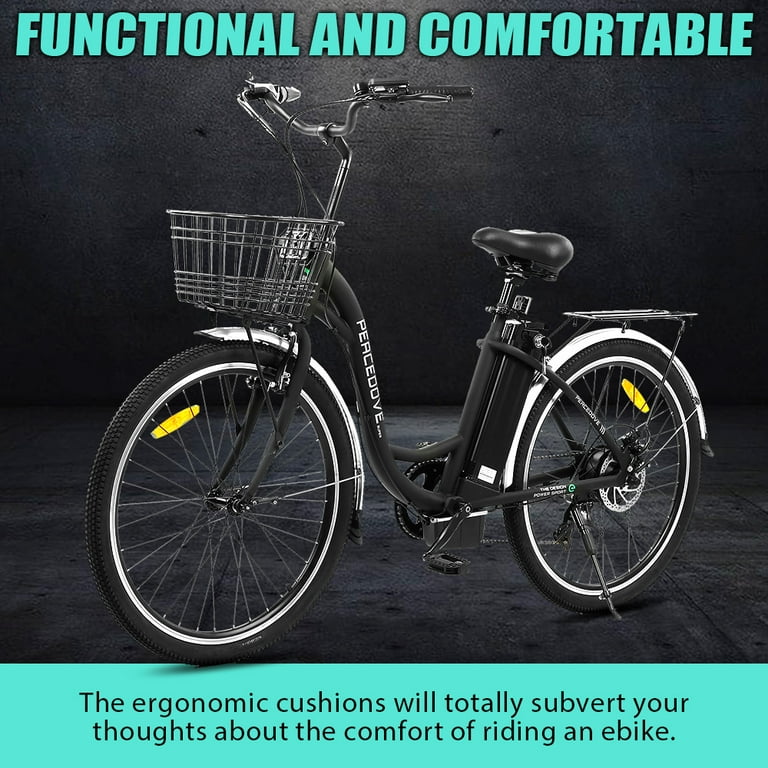 Ecotric Peacedove 26 In. 36 V 10 Ah 350 W Electric Bike Throttle Commuter for Adults 7 Speed Black A E516646 Walmart