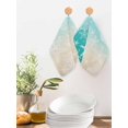 thumbnail image 2 of Teal Beige Ombre Coastal Kitchen Dish Towels for Drying Dishes Set of 2, Nautical Beach Starfish Coral Summer Waffle Weave Microfiber Hand Tea Bathroom Towels Quick Dry & Absorbent Towel 12x12, 2 of 7