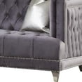 thumbnail image 3 of Benzara BM230113 Chesterfield Design Fabric Loveseat with Button Tufting & Casters, Gray, 3 of 3