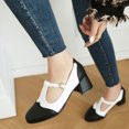 thumbnail image 4 of IUJSOY Heels for Women Vintage Cap Toe T-Strap Dress Pumps Shoes Casual Block Heeled Oxford Shoes, 4 of 7