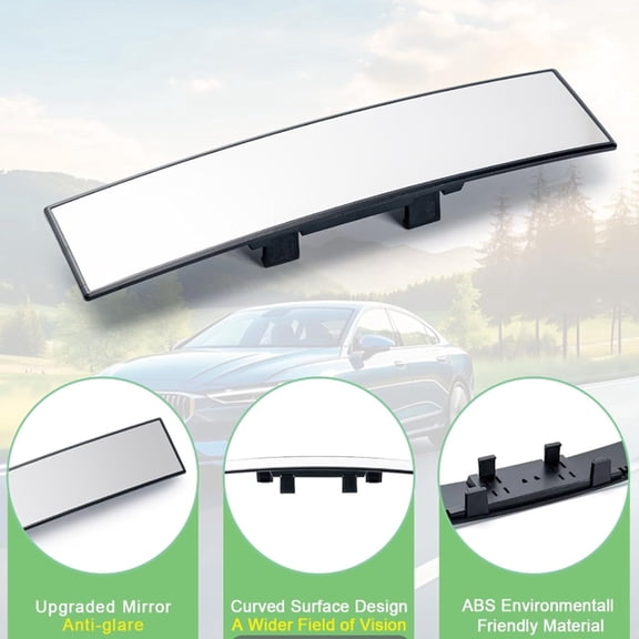 Koudindg Rear View Mirror, Chrome Anti-glare Panoramic Rear Mirrors Universal 14 Inch Convex Car Interior Clip on Extra Big Wide Angle Rearview Mirror Extender to Reduce Blind Spot for Car SUV Trucks