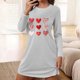 thumbnail image 1 of TaTaai Fashion Women's Valentine's Day Printed Nightgown, Short-Sleeve Round Neck Loose Dress, Airy Fabric for Summer Spring Daily Casual Occasions Gift, 1 of 6