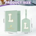 thumbnail image 2 of Uxcell Passport Holder for Travel, Initial Passport Cover and Luggage Tag Set with Alphabet Chenille Letter Patch Green L, 2 of 7