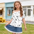 thumbnail image 2 of Spazoro Girls One Shoulder T-Shirt, Fashion Tees Summer Casual Short Sleeve Printed Asymmetrical Off Shoulder Tops for Kids White Size 5-6 T, 2 of 9