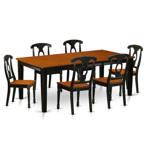 East West Furniture 7  PC  Dining  room  set-Dining  Table  with  6  Wooden  Dining  Chairs