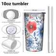 thumbnail image 4 of Pioneer Flower 10oz Tumblers Stainless Steel Tumbler with Lid and Straw,Vacuum Insulated Double Wall Travel Tumbler Cups with Cleaning Brush for Coffee, Tea, 4 of 4