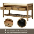 thumbnail image 5 of Shoe Rack Storage Bench, Entryway Bench with Cushioned Seat, Shoebox Footstool with Drawers and Bottom Shelf, Entryway Organizer with Storage, Indoor Versatile Storage Bench, Old Pine, Y1859, 5 of 11