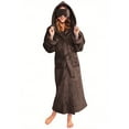 thumbnail image 3 of Fluffy Robes for Women Plush, Hugcore Long Plush Bathrobe with Hood Plus Size Bath Robe Soft Long Spa Robe with Pockets Robes for Women, Coffee, XL, 3 of 10