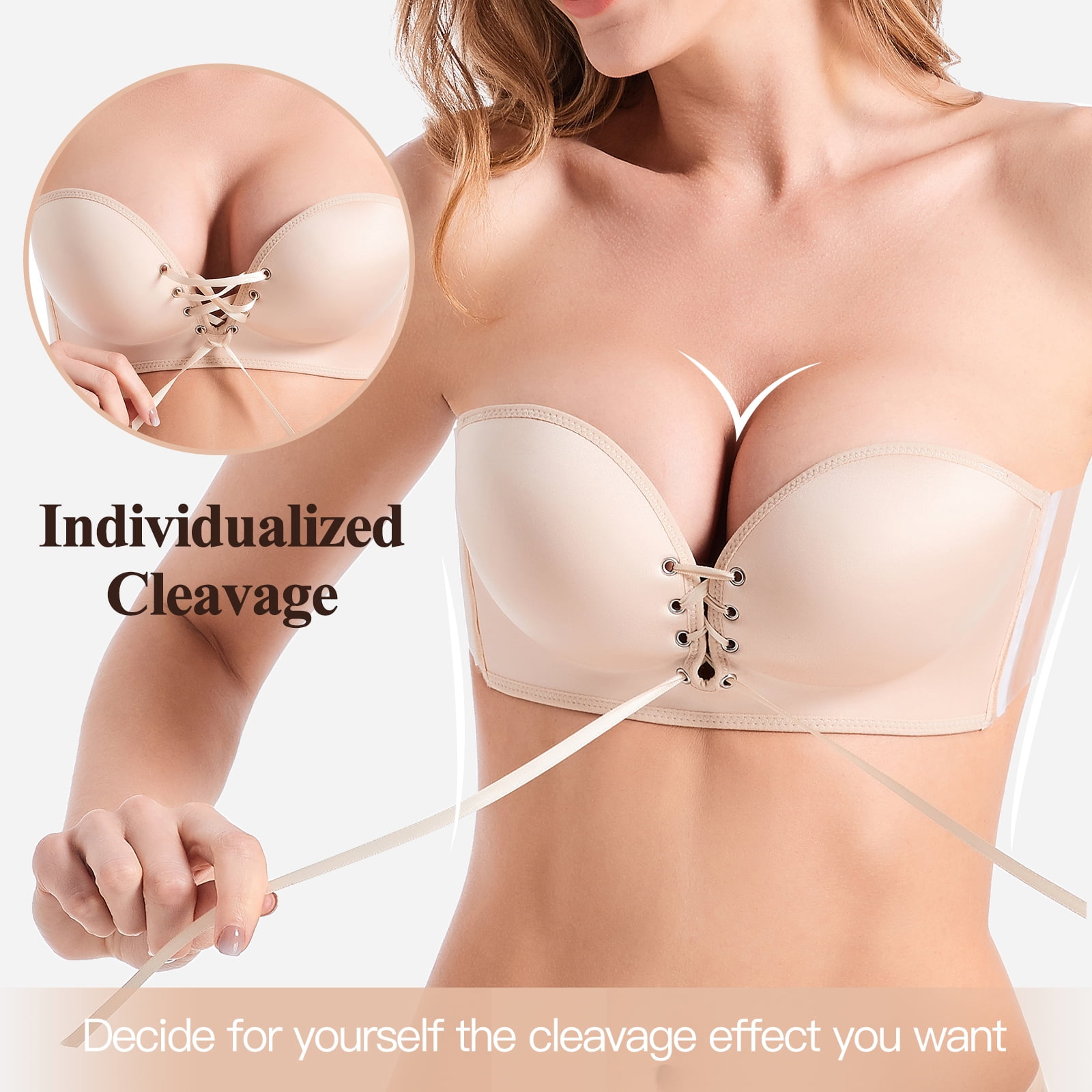 Strapless Bra with Clear Back Invisible Strap Push Palestine
