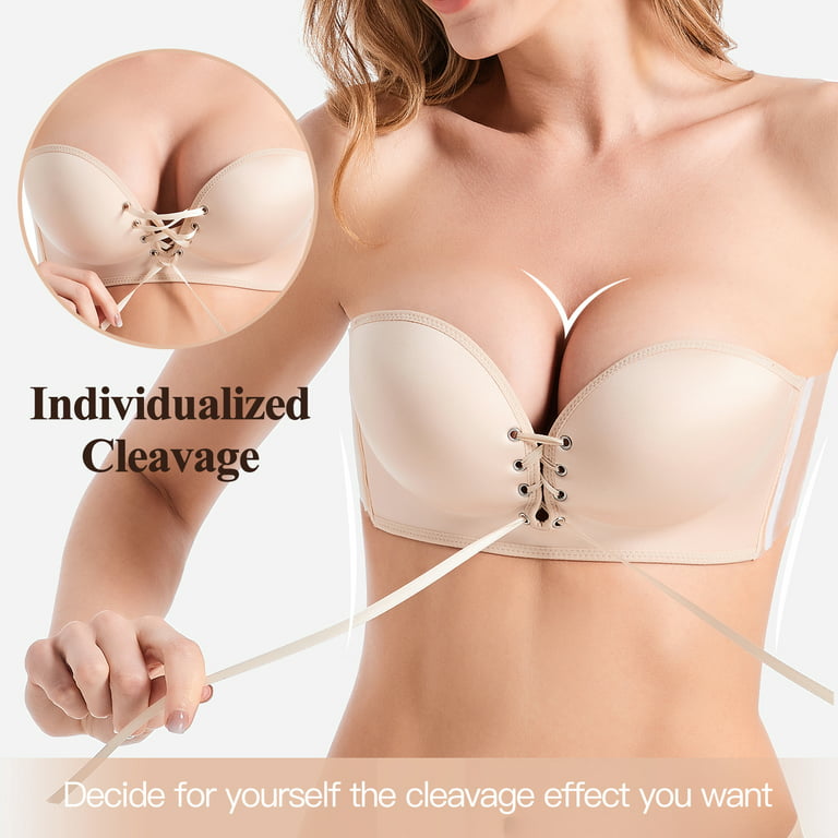 Women Adhesive Plus Clear Strap Sticky Invisible Bra For - Temu Canada