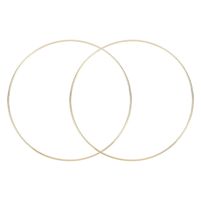 Uxcell 2 Pcs Aros de Atrapa Sueños Manualidades de Metal Aros Florales 12 x 0.11" Aros de Macramé para Manualidades DIY Soportes para Plantas Dorado