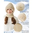 thumbnail image 4 of Mucky Cat Winter 3-in-1 Women's Balaclava Hat - Fleece Lined Beanie with Scarf & Neck Warmer, Cold Resistant Thermal Knitted Ski Mask for Ladies Beige, 4 of 6